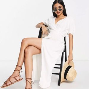 Asos The Frolic Exclusive beach wrap summer dress in white size 2